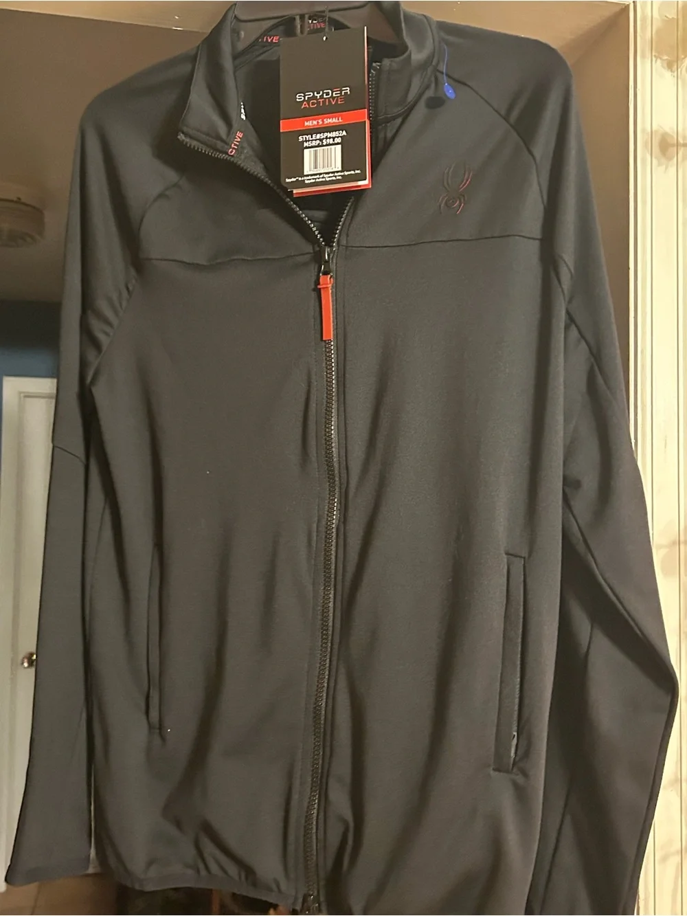 Spyder Men's Black Full-Zip Performance Jacket with Subtle Logo